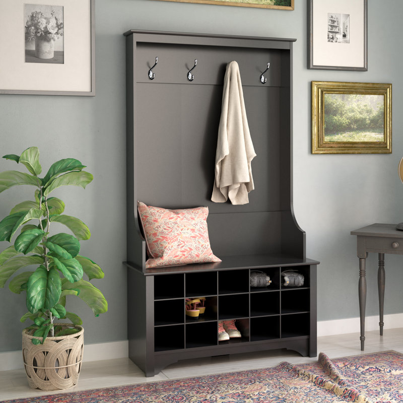 Charlton Home® Flatiron Hall Tree 38'' Wide with Bench and Shoe Storage